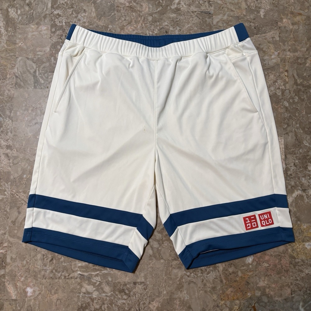 Uniqlo Kei Nishikori Shorts Mens Large White Blue DRY EX French Open